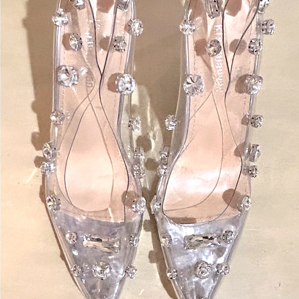 CRYSTAL EMBELLISHED PVC PUMPS
